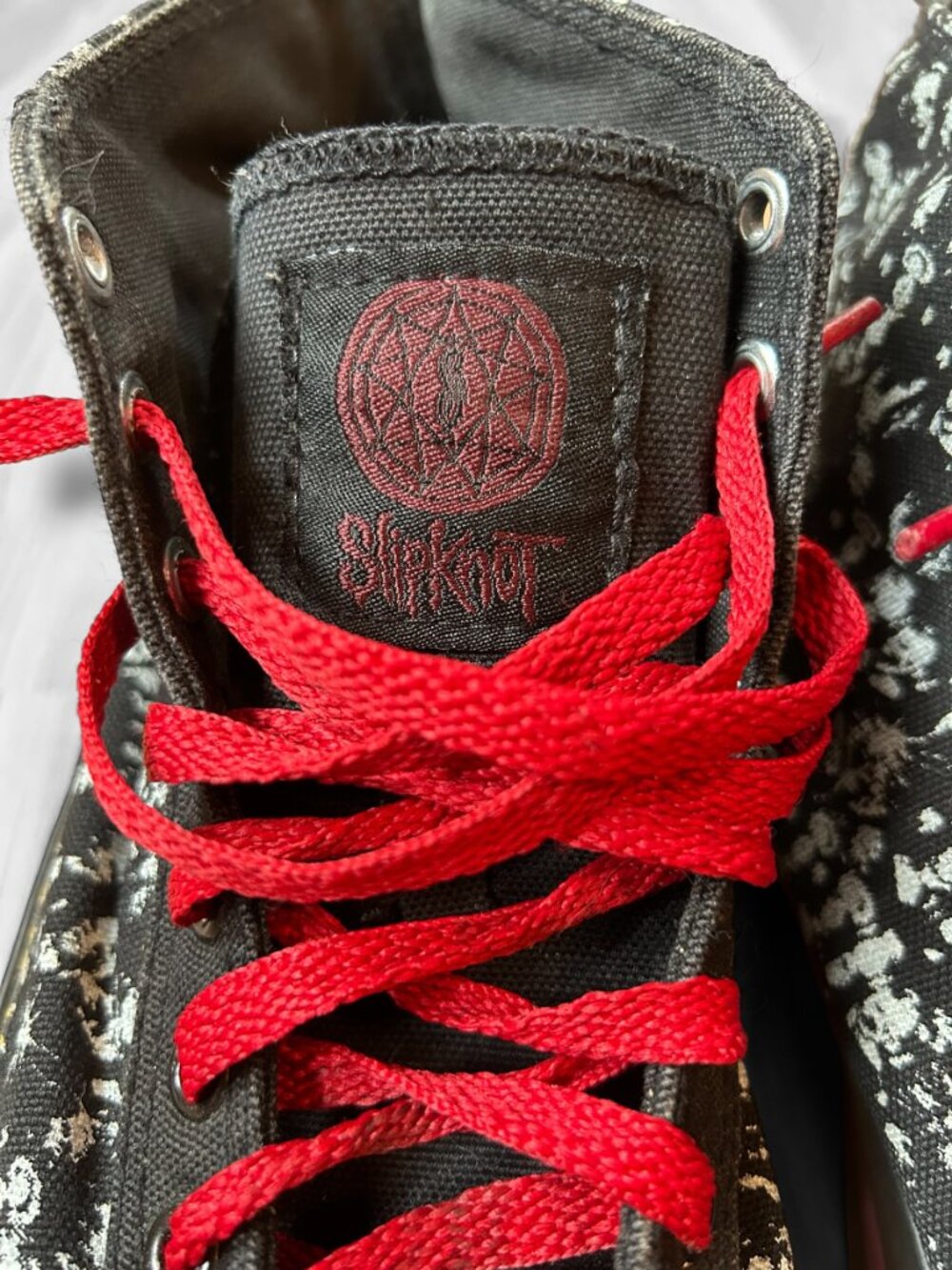 Slipknot By Draven High Top Shoes Black Band Print Red Laces Mens Size 7 EU 40 V